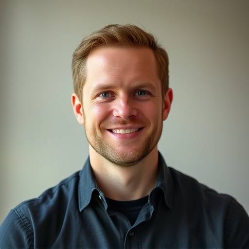 Portrait of Ben Carter, a tech journalist and host of the 'TechForward' podcast.
